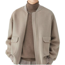 Baocn 가을겨울 남자 야구카라 리버시블 자켓 점퍼 모직 지퍼 코트 23817