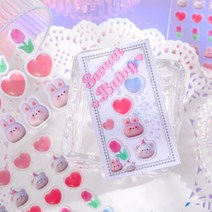 PET 한입 젤리 곰돌이 입체 엠보싱 투명 일러스트 다꾸 스티커 폴꾸 탑꾸 디자인 데코 다이어리 꾸미기, 01 : 은하수