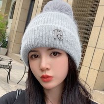 Genpezer무드 여성 여자 모자 털모자 봄 여름 가을 겨울 방울 귀달이 뜨개질 니트