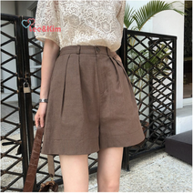 리앤킴 여름 여성 A라인 린넨 반바지 WA1024