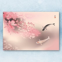 잉어 물고기액자 금붕어 캔버스액자 그림 세잔느화실 봄나무거실 벽 인테리어 돈들어오는 개업 액자 사무실