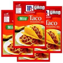 McCormick Mild Taco Seasoning Mix 맥코믹 마일드 타코 시즈닝 믹스 분말 가루 향신료 1oz(28g) 4팩, 1개