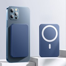 리아 아이폰 갤럭시 마그네틱 부착식 맥세이프 MAGSAFE 20W 고속 무선 충전 보조배터리, 블루, 5000mAh