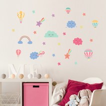 아이방 벽지 스티커 포인트 인테리어 아이방꾸미기, 3.구름과열기구