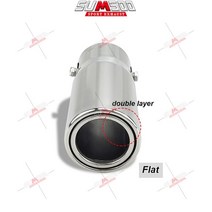 자동차 머플러 부품 car tail rear chrome round 배기 파이프 테일 팁 스테인레스 스틸 car rear tail throat liner accessories, 더블 플랫