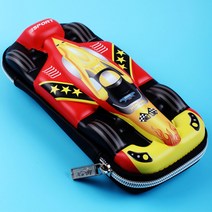 3D입체패턴 레이싱카 필통 파우치형, 3D레이싱카-레드, 1개