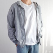 남녀공용 봄 간절기 얇은 무지 후드 집업