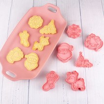 펌핑식 3D 입체 베이크림 쿠키 틀6pcs, 핑크색