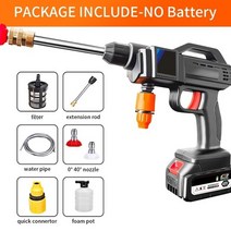 고압세척기 무선 산업용 가정용 휴대용 자동차 고압세척기 Portable Car Wash Machine 9000mah 리튬 배터리 세차 물총 고압 워터 펌프 세차 기계 세탁기, 무색