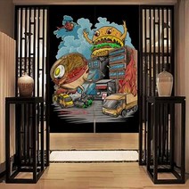 인테리어 액자 그림 일본식 장식 커튼 창 문 주방 방 패브릭 스크린 욕실 화장실 드레싱, 주황색, 80x130cm