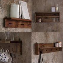 브랜드없음 고재 빈티지 원목 선반 5종 모음 / 앤틱 인더스트리얼 나무 벽선반 벽걸이 인테리어, 2: 후크고리 스타일