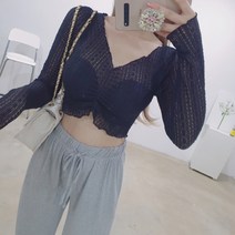레이스 프릴 브이넥 크롭긴팔티 2색