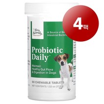 리암마켓 Terry Naturally 테리 내추럴리 강아지용 면역 장 소화 건강 관리 보충제 프로바이오틱 츄어블 60정 37.5g 1팩, 4팩