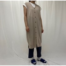 올강 린넨 버튼 롱 베스트