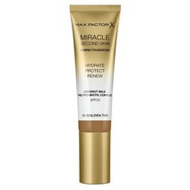 Max Factor Miracle Second Skin 하이드레이팅 파운데이션 골든 탠 30ml, 10 Golden Tan