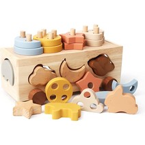 Samonyed Shape Sorter Toys for Toddlers 1-3 Montessori Toys for 1 Year Old 4 Games in 1 Baby Blocks, 03 Yellow