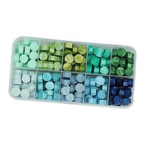 GHSHOP 왁스 인감 비즈 600Pcs 멀티 왁스 씰링 비즈 왁스 인감 스탬프 편지 청첩장 및 인사말 카드 씰링에 대한 훌륭한, 12.7x2x6.5cm, 실링 왁스, 시안