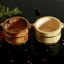 스테인레스 스틸 라이너 나무 공기 덮밥그릇 일식 장어덮밥 돈부리, 탄화색 18cm 나무통 + 라이너