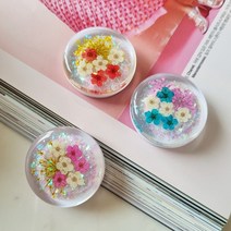 압화 드라이플라워 그립톡 글리터 핸드폰 거치대 핑거그립 국내제작, 레드