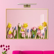 보고아트 로맨틱 플라워 알록달록 튤립 생화 식물 그림 거실 인테리어 액자, [5] 노란수선화와-핑크튤립