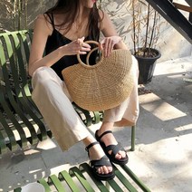 비엔나 웨지 편한 여자 여름 버클스트랩 샌들 (4cm)