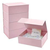 Corlcol 5팩 핑크 선물 상자 34.9 x 24.8 11.9cm(13.7 9.8 4.7인치) 신부 들러리 분쇄 종이 필러520042, 5-Pack Pink