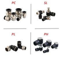 공압 에어 커넥터 피팅 블랙 호스 1/8 1/4 3/8 1/2 4mm/6mm/8mm/10mm PC PCF PL 튜브 퀵 커플 링 파이프, 14 10-02 (10mm-1l4)_04 SL