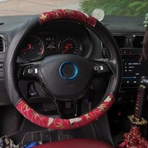 일본식 JDM 자동차 핸들 커버 전체 가죽 380mm 폭스바겐 혼다 현대 자동차 인테리어 액세서리, I
