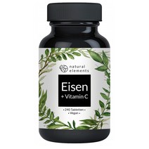 독일 네츄럴엘리먼츠 비건 철분 비타민C 철분제 240캡슐 natural elements Eisen + VitaminC, 1개