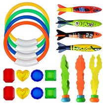 GHSHOP 다이빙 완구 키트 19pcs 어린이 다이빙 훈련을위한 플라스틱 수영장 완구, 다중, 다색