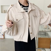 여성 여자 가을 자켓 재킷 에드키 투포켓 벌룬 크롭