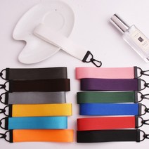 솔리드 무지 단색 컬러 리본 스트랩 키체인 키링 가방 고리 DIY 레터링 이니셜 새기기 액세서리 부자재 카키, 스카이