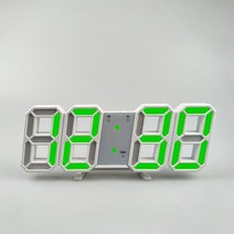 벽시계 조정 가능한 전자 테이블 3D LED 디지털 데코 빛나는 야간 모드 장식 거실, [08] White-Green