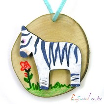 퍼니스쿨 원목목걸이 장식세트 선물 만들기세트 나무펜던트, 1세트, 5. 얼룩말