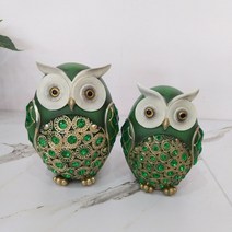 [체리향기] 재물과 행운의 엔틱빈티지 보석부엉이 장식품 세트