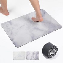 발 매트 러그 HOMEASY 욕실 규조토 속건 순간 흡수 방취 손세탁 세탁기 대응 수납 편리 미끄럼 방지 장착 현관 실내 실외 목욕 부엌 탈의실 세면대 6040CM 대리석 무늬 그, 회색