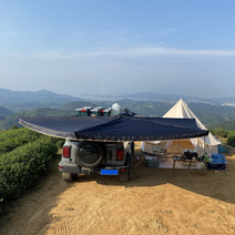 어닝 바퀴달린집 조립식 농막 이동식주택 렉산 차량, 2m 반지름 작은 부채꼴 장막 그레이 조수석 사이드