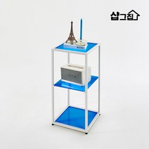 [천삼백케이] [샵그집] 블럭 모듈가구 모듈러 사이드 테이블 유리 협탁 거실 2단 장식장, 화이트:오렌지