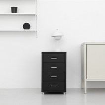 마켓비 FIHA 낮은서랍장 철재 책상서랍 4단, 블랙 4565.7787