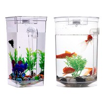 올띵오더 자동청소 미니 어항 세트 물멍 새우 구피 키우기(원형) + 미니뜰채, 원형