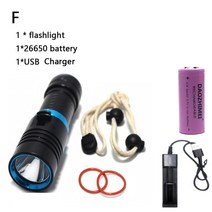 대륙의실수 손전등 5000lm xm-l2 led 다이빙 ajustable 빛 토치 수중 100m 다이빙 양고기 빛 26650 배터리 충전 해루질 방수 스쿠버 451, F, 빨간색, 백색광