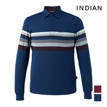 [인디안] [INDIAN] 한기장 스트라이프 패턴 에리형 티셔츠_MITALWF8421