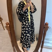 레오파드퍼프원피스 여성원피스 롱원피스