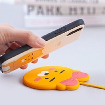 아트박스/더블유아이 카카오프렌즈 실리콘 무선 충전패드, 리본라이언