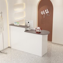 카페카운터 DIY 계산대 프론트 조립식 수납 인포데스크 소형, 100x50x105cm, D.그레이 월넛   화이트 캐비닛(호가 왼쪽을 향함)