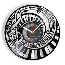 고음 음자리표 피아노 비닐 CD 디스크 벽시계 악기 벽 시계 LED 빈티지 레트로 음악 영감받은 선물, 11 Without LED