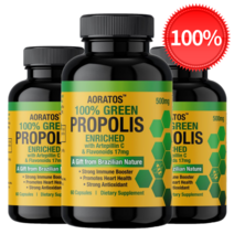 Aoratos 브라질 그린프로폴리스 100% PROPOLIS 180 캡슐 직구, 60정, 3병