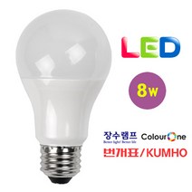 컬러원 LED전구 8W E26 주광색. 백열전구 60W 대체, 1개, 주광색