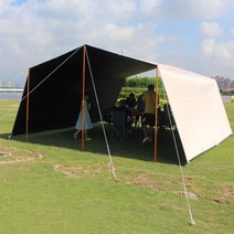 캠핑용 캐노피 야외 비닐 천 UV 캠핑 3인 천막 가림막 텐트, 녹색5x3m2.5m쇠막대4개