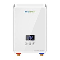 없는 온수기 전기 5.5kw 240V ECOTOUCH 사용 포인트 온수기 디지털 디스플레이 자체 변조 기능이 있는 전기 순간 온수기 과열 보호 화이트, White